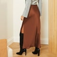 thumbnail image 5 of Riforla Womens High Waist Skirt Solid Satin Dress Elastic Waist Elegant Skirt Skirts for Women Trendy Brown M, 5 of 5