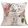 thumbnail image 3 of Throw Pillow Cover Cotton Linen Vintage Bee Flower with Lettering Decorative Pillow Case Home Sofa Cushion Cover Square 18x18 Inches Set of 2 Pillowslip (Bee Flower), 3 of 5