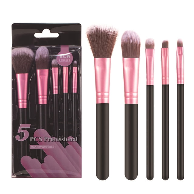 Xihbxyly Juego de Brochas de Maquillaje, Kit Esencial de Belleza de 5 Piezas, Cerdas Suaves para Una Aplicación Impecable, Diseño Compacto y Fácil de Transportar, Ideal para Rubor y Sombras de Ojos,
