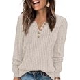 thumbnail image 1 of XIEERDUO Womens Sweaters Lightweight Henley Neck Button Up Long Sleeve Shirt Tops, 1 of 5