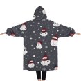 thumbnail image 2 of Oversized Wearable Blanket Hoodie,Dark Christmas Snowman Pattern Sherpa Blanket Hoodie with Super Pockets,Super Warm Fuzzy Pullover for Women & Men, 2 of 6