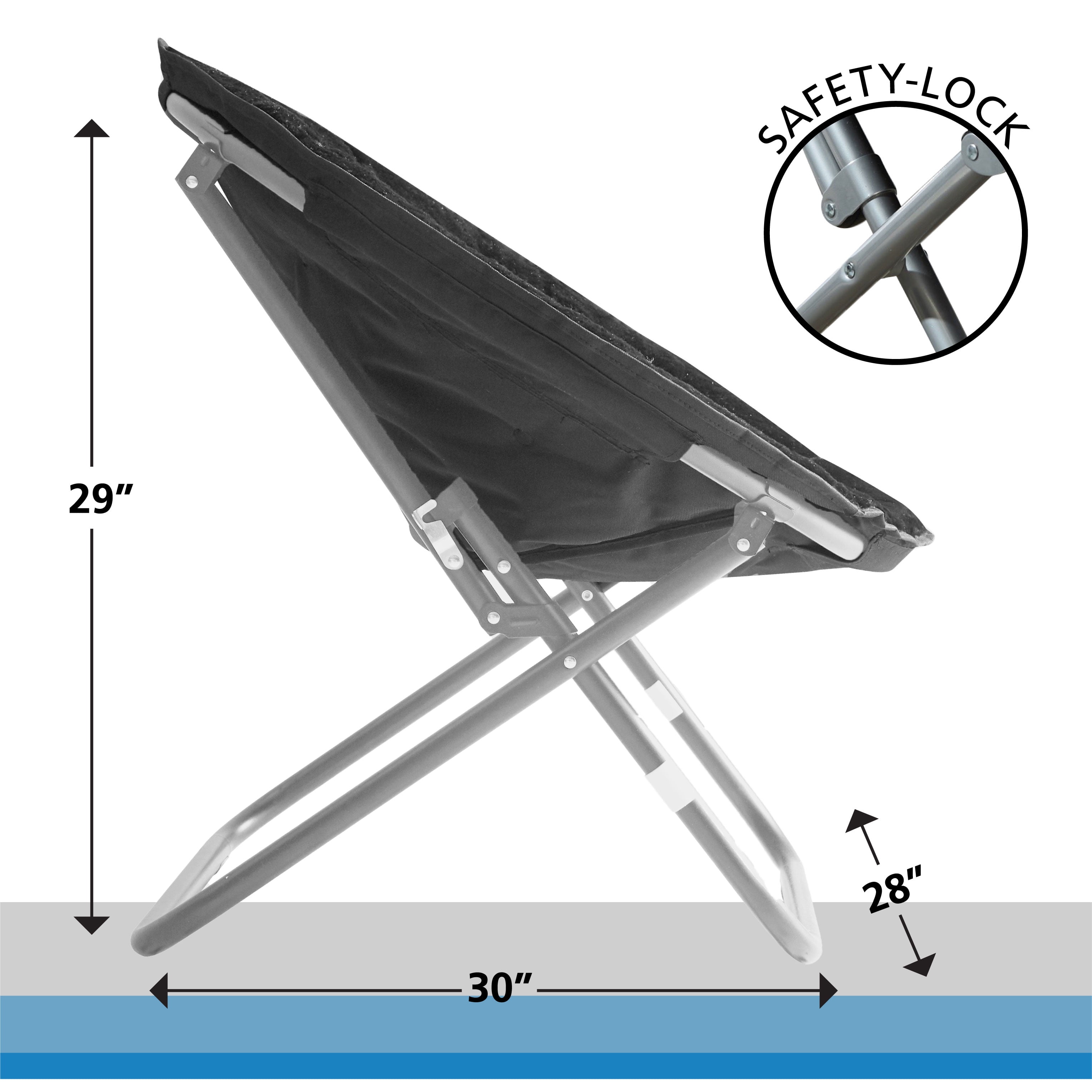 Mainstays Faux Fur Folding Saucer Chair, Black, for Tweens, Teens, and Adults