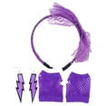 thumbnail image 1 of KAKOWELY Diadema de encaje de los 80, pendientes de neón, guantes de rejilla sin dedos para fiesta de los 80 (morado), 1 of 4