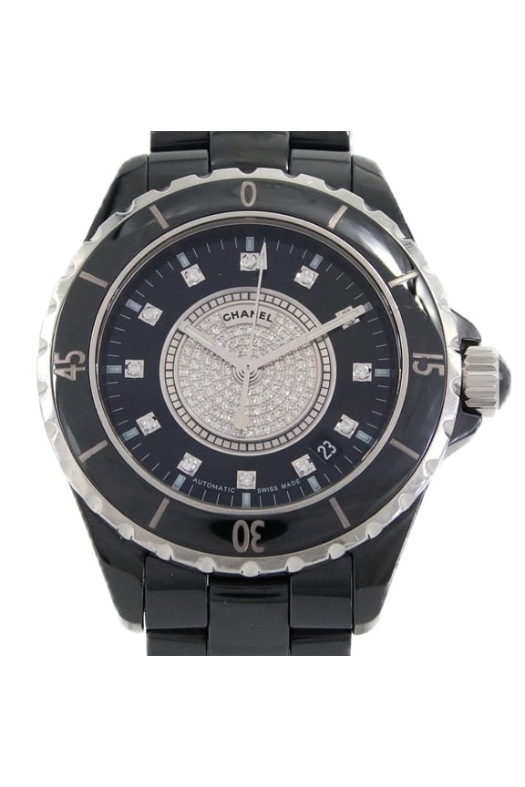 Pre-Owned Chanel J12 38mm Ceramic 12P Center Pave H1757 Automatic Watch