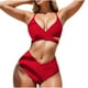 thumbnail image 2 of Trajes de baño Amzcrzy Tankini para mujer, trajes de baño, trajes de baño, bikini, traje de baño de color sólido para mujer + bañador y bikini de moda, traje de baño dividido rojo, S, 2 of 8