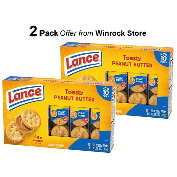 Lance Sandwich Crackers, Toasty Peanut Butter, 10 Individually Wrapped Packs, 6 Sandwiches 12.8 Oz (2 Pack) Offer from Winrock Store