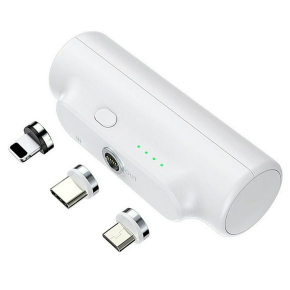 Emergency Portable Large Capacity 3000mAh External Mobile Battery Charger Rechargeable Detachable Connectors White