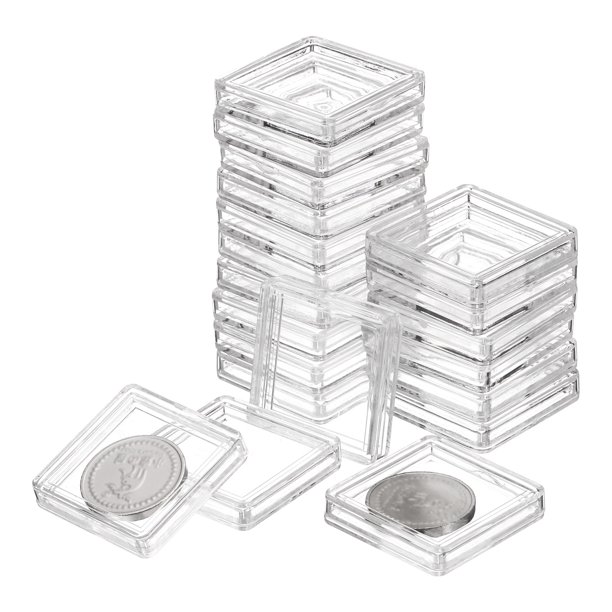 Uxcell 20 Pcs 30mm Soportes para Monedas de Dólar de Plata Cubiertas de Plástico Acrílico Clear Suministros para Colección de Monedas