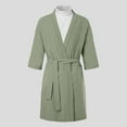 thumbnail image 3 of AnuYalue Men's Robe 3/4 Sleeve Kimono Bathrobe Short Knee Length Lightweight Spa Bathrobe Pockets Turkish Hotel Nightgown 2025, 3 of 5