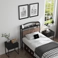 thumbnail image 3 of WANTAI Twin Bed Frame - Storage Headboard with Charging Station & Galaxy Aurora Projector, 14 Inch Sturdy Metal Platform Bed Frame No Box Spring Needed, Easy Assembly, No Noise, Brown, 3 of 4