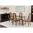 thumbnail image 2 of Flash Furniture Newman 5 Piece Walnut Wood Dining Table Set with Glass Top and Curved Slat Wood Dining Chairs - Padded Seats, 2 of 2