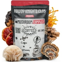 Rowdy Knights Club Instant Coffee - Naturally Caffeinated, 6 Mushroom Blend, $1 per cup - 6 Oz, 30 Servings