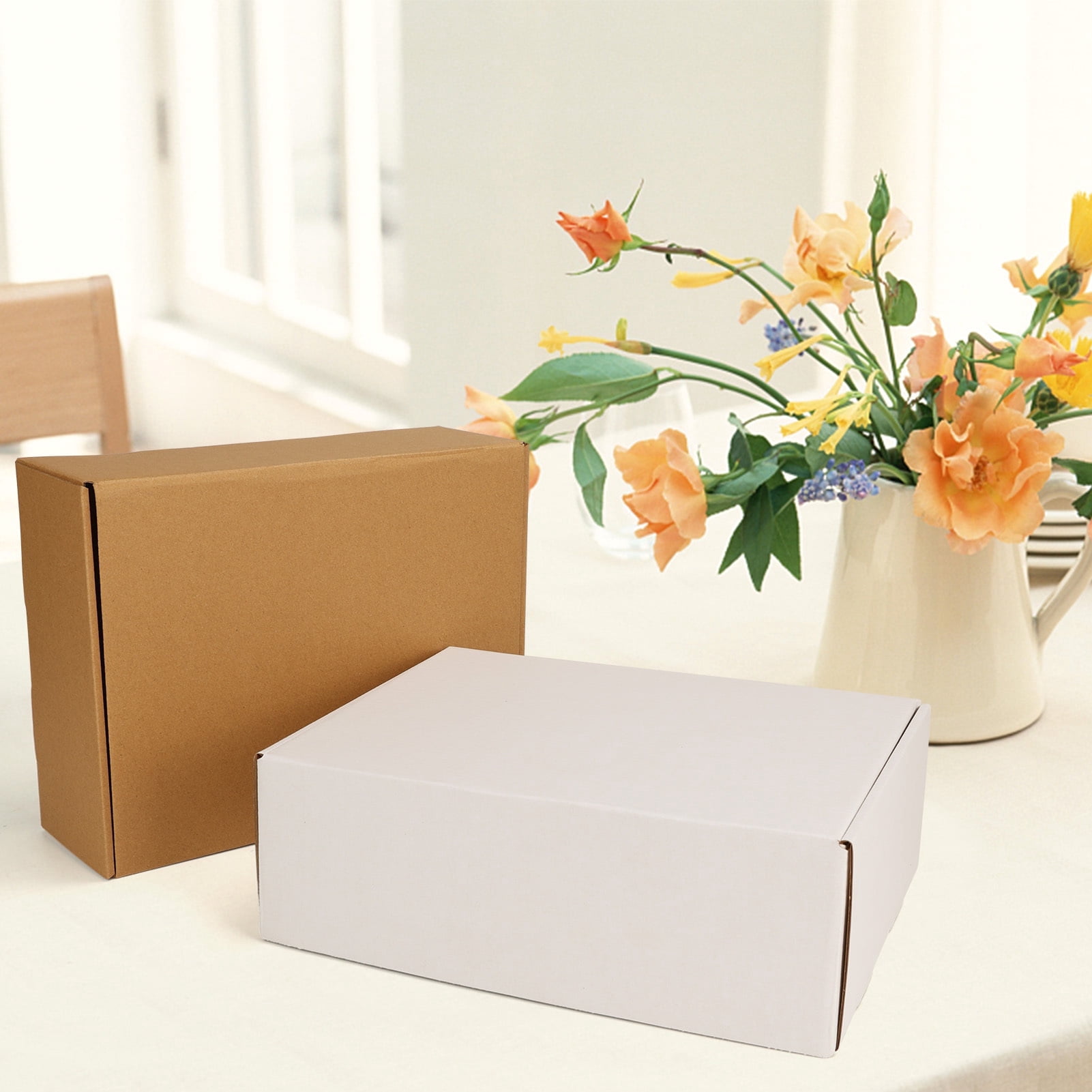 20 Pack 12x9x4 Shipping Boxes, 10 Pack White and 10 Pack Brown Corrugated Cardboard Box for Mailing, Packaging, Small Business