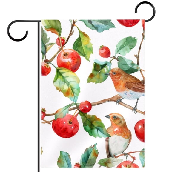 Summer Forest Fruits Plants Berries Birds Welcome Garden Flags, 12 x 18 Inch Double Sided Outdoor Yard Flags Waterproof For Home Outside Patio Lawn Porch