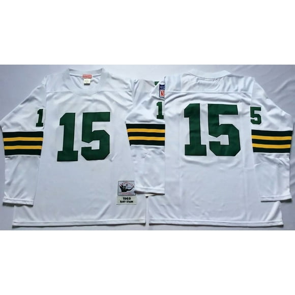 Mens Green Bay Packers #15 Vintage Football Jersey White