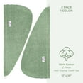 thumbnail image 3 of American Soft Linen 100% Cotton Turkish Hair Drying Towels, 2 Piece Quick Drying Hair Turban Towel Wrap, Sage Green, 3 of 6