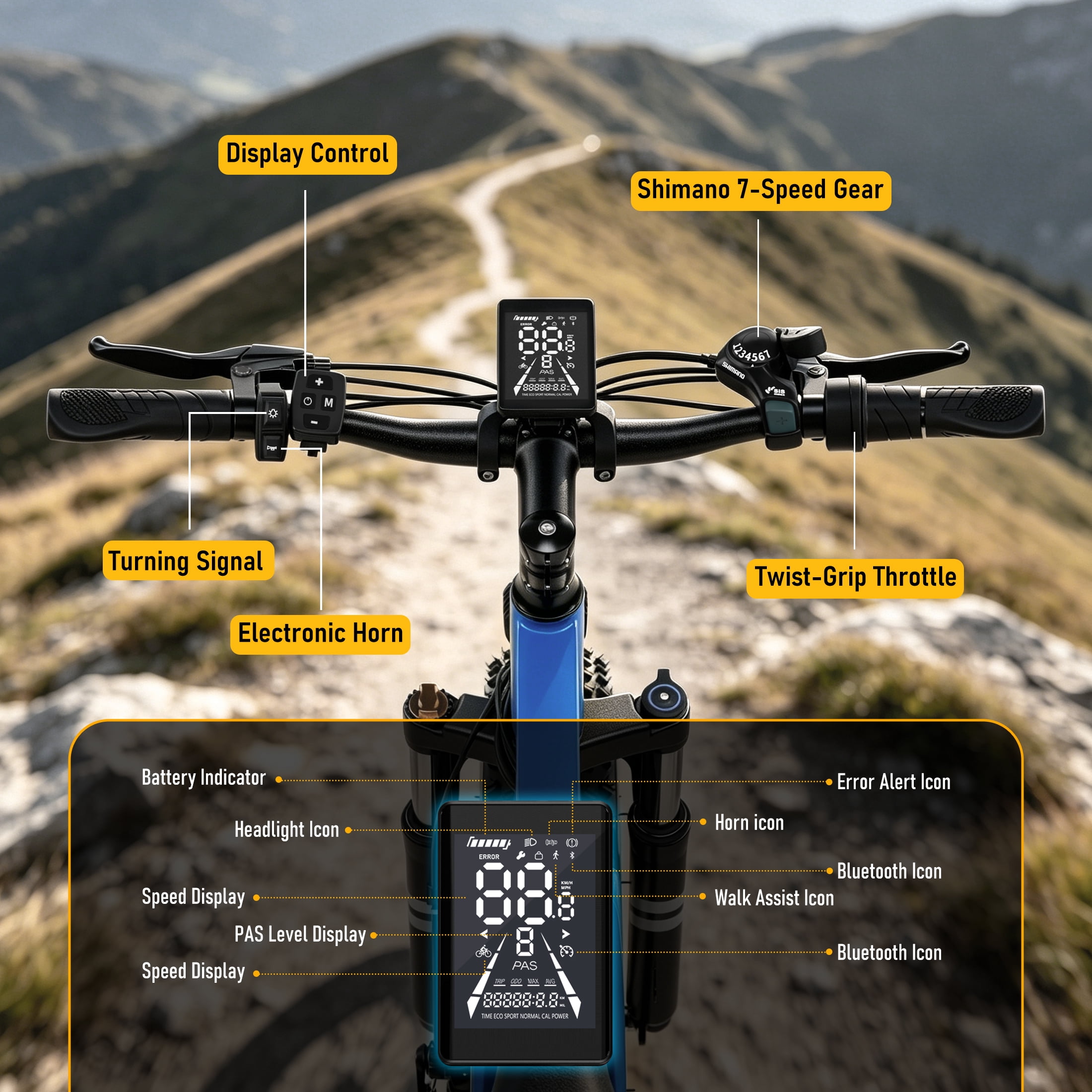 SUNTIBYE K10 Electric Bike 1000W, 48V 15Ah, 20" Fat Tire Ebike, 28MPH, E-Mountain Bike UL2849,Blue