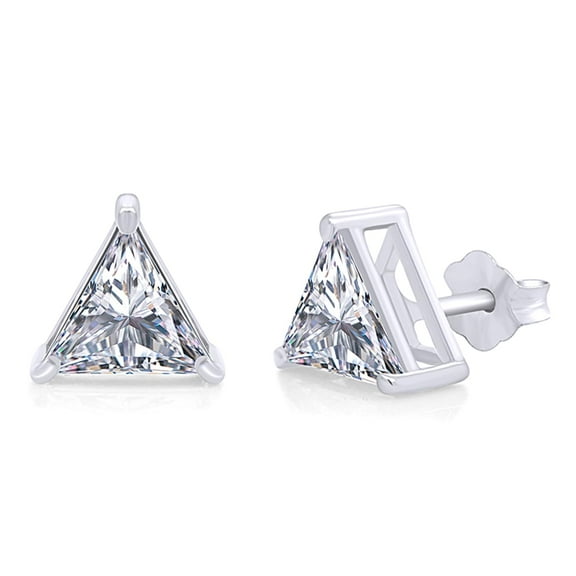 AFFY Trillion Cut Stud Earrings 14k White Gold Over Sterling Silver