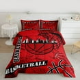thumbnail image 3 of Feelyou Basketball Game Player Bedding Comforter Set for Kid, Cartoon Ball Print Twin Comforter Sets, Stripes Abstract Maroon Reversible Bedding Set, Luxury Bedroom Decor, 2 Pieces, 3 of 9