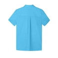 thumbnail image 6 of Bienzoe Boys Button Up Shirt: Short Sleeve Kids Dress Collared Shirts Two Pockets Oceanblue 7, 6 of 9