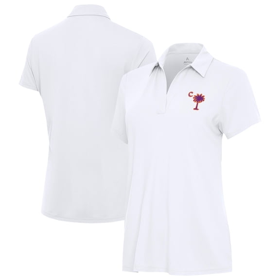 Women's Antigua White Clemson Tigers Palmetto Series Era Polo