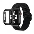 thumbnail image 1 of ALMNVO Screen Protector Case Nylon Strap for Apple Watch Band 45 mm 41mm 44mm 40mm 42mm 38mm Tempered Glass Scrunchie Elastic Sport Single Loop for iWatch Series 7 6 SE 5 4 3 2 1, 1 of 6