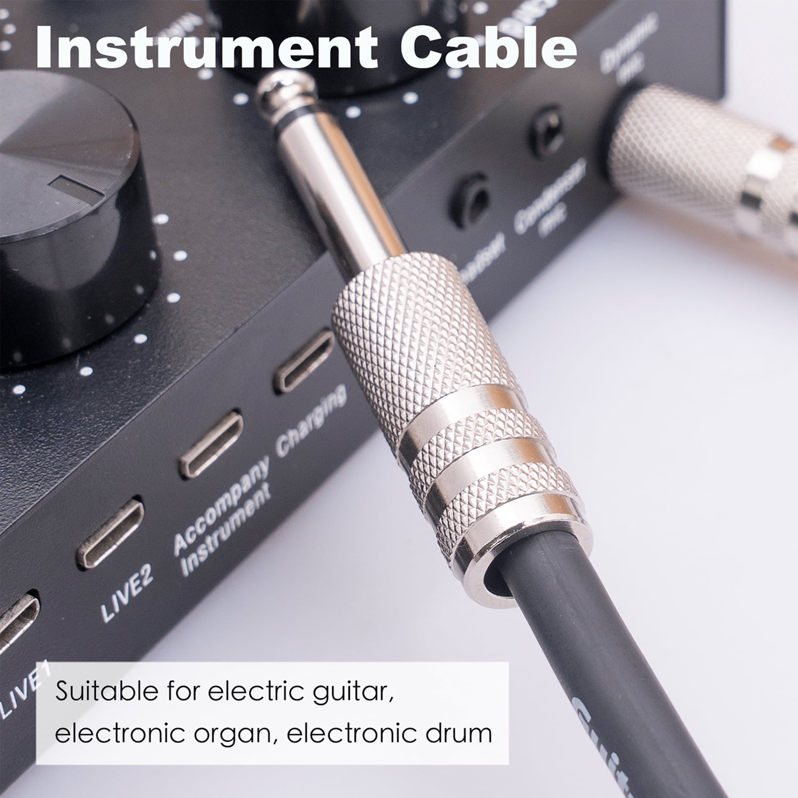 6.35mm 1/4" Mono Cable for Electric Guitar, Electronic Drum Pad, Electric Bass Effective Interference Rejection