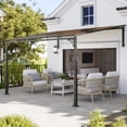 thumbnail image 2 of Outsunny Pergola Extérieure 11 Pieds x 10 Pieds, Pavillon Adossé à Toit Rigide Monté au Mur, 2 of 10