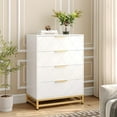 thumbnail image 1 of Commode pour Chambre avec 4 Tiroirs, Meuble Télé Commodes Commode pour Salon Couloir Entrée, Panneau MDF, Blanc, 1 of 9