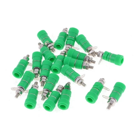 20 x Green Plastic Cover Metal Body 4mm Banana Jack Dia Binding Post Terminals