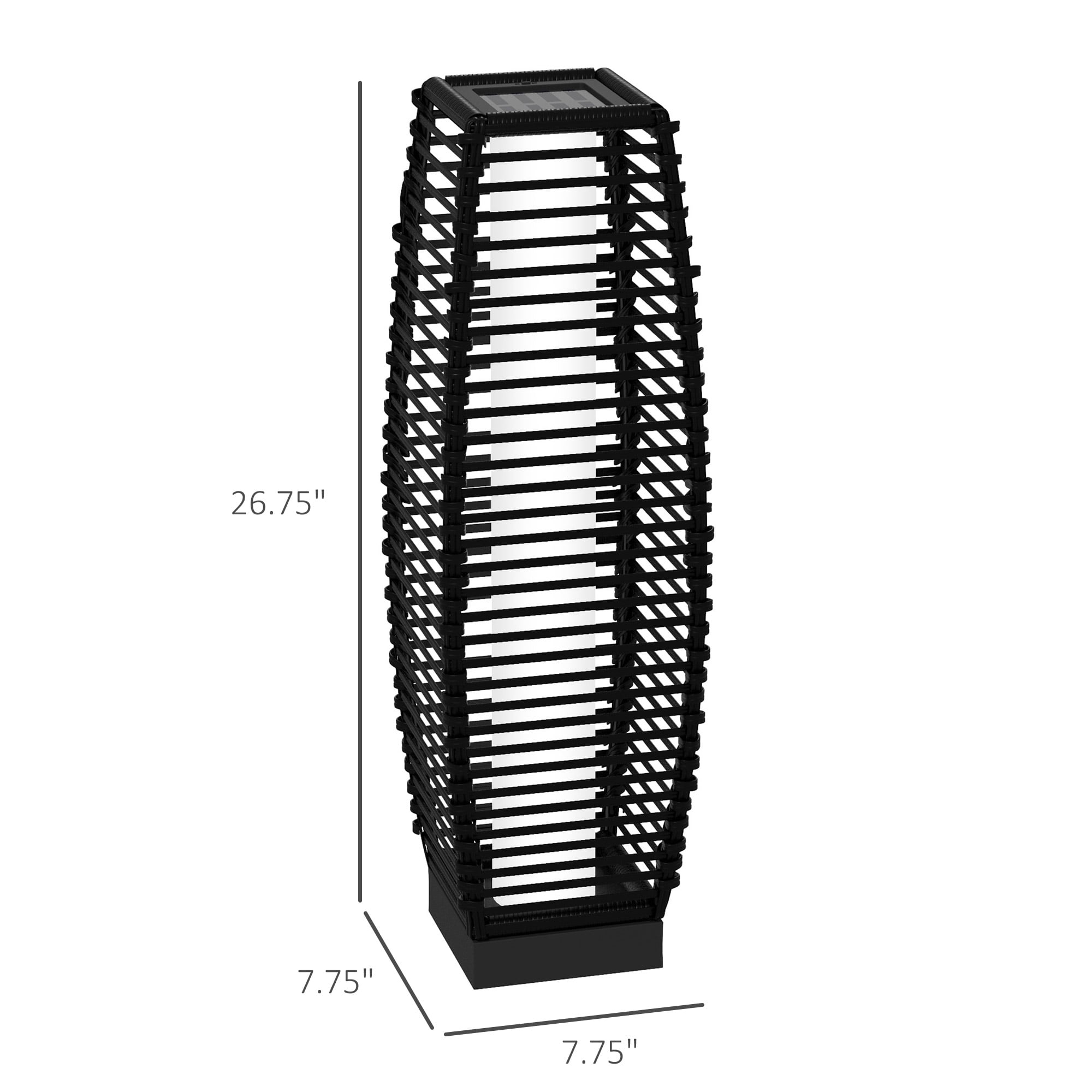 Outsunny Auto On/Off LED Lights Floor Lamp, Decorative Lantern Pathway Light, Black