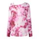 thumbnail image 5 of Mujeres Impreso Gradiente Hollow Out O Cuello Manga larga Casual Tee Tops Blusa Pompotops  gfhjh15573, 5 of 8