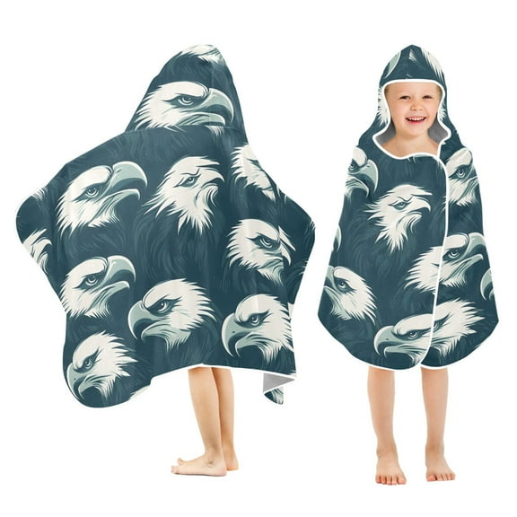 joogoo Eagles Pattern Kids Hooded Beach Towel Baby Bath Towel 23.5"x50"