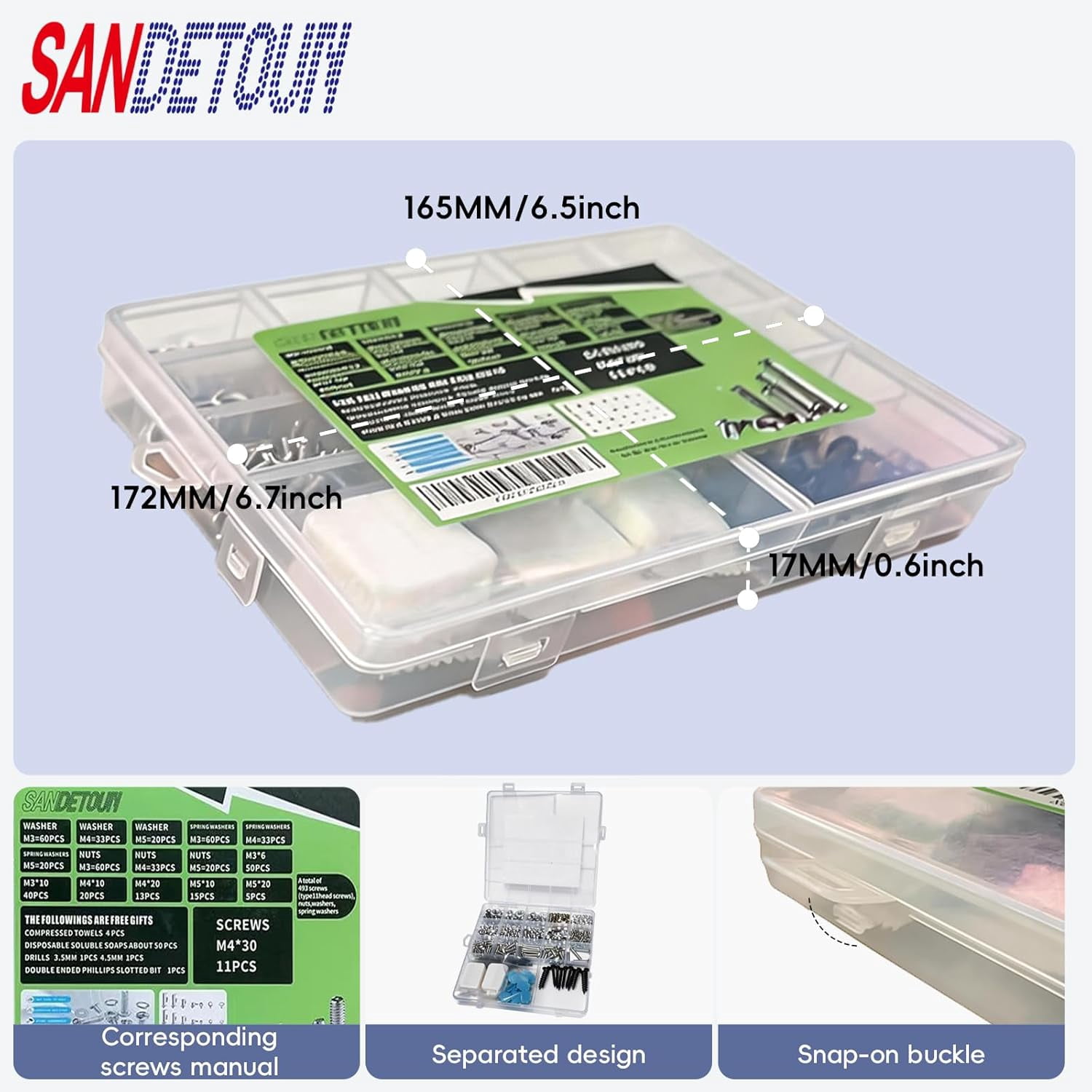 708Pcs M3 M4 M5 Screws Nuts Assortment Kit with Plastic Storage Box for Furniture Machinery Automotive DIY Projects