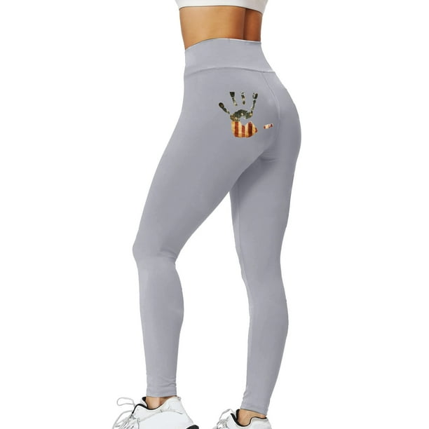 PEASKJP Women's Cotton Leggings High Waist Tummy Control Workout Yoga  Pants, Gray M 
