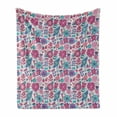 thumbnail image 1 of Garden Soft Flannel Fleece Throw Blanket, Doodle Peonies Tulips Berries Bugs Botanic Display Print, Cozy Plush for Indoor and Outdoor Use, 50" x 70", Violet Blue Sky Blue, by Ambesonne, 1 of 6
