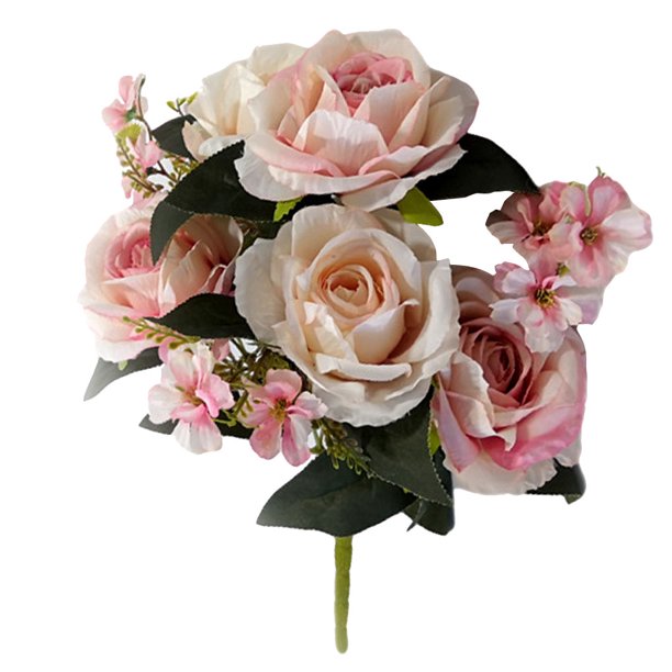 Artificial Rosa Flor Simulación Boda Ramo de novia Paño de oficina en casa Decoración de flores, Rosa Yuarrent HA8404-02B