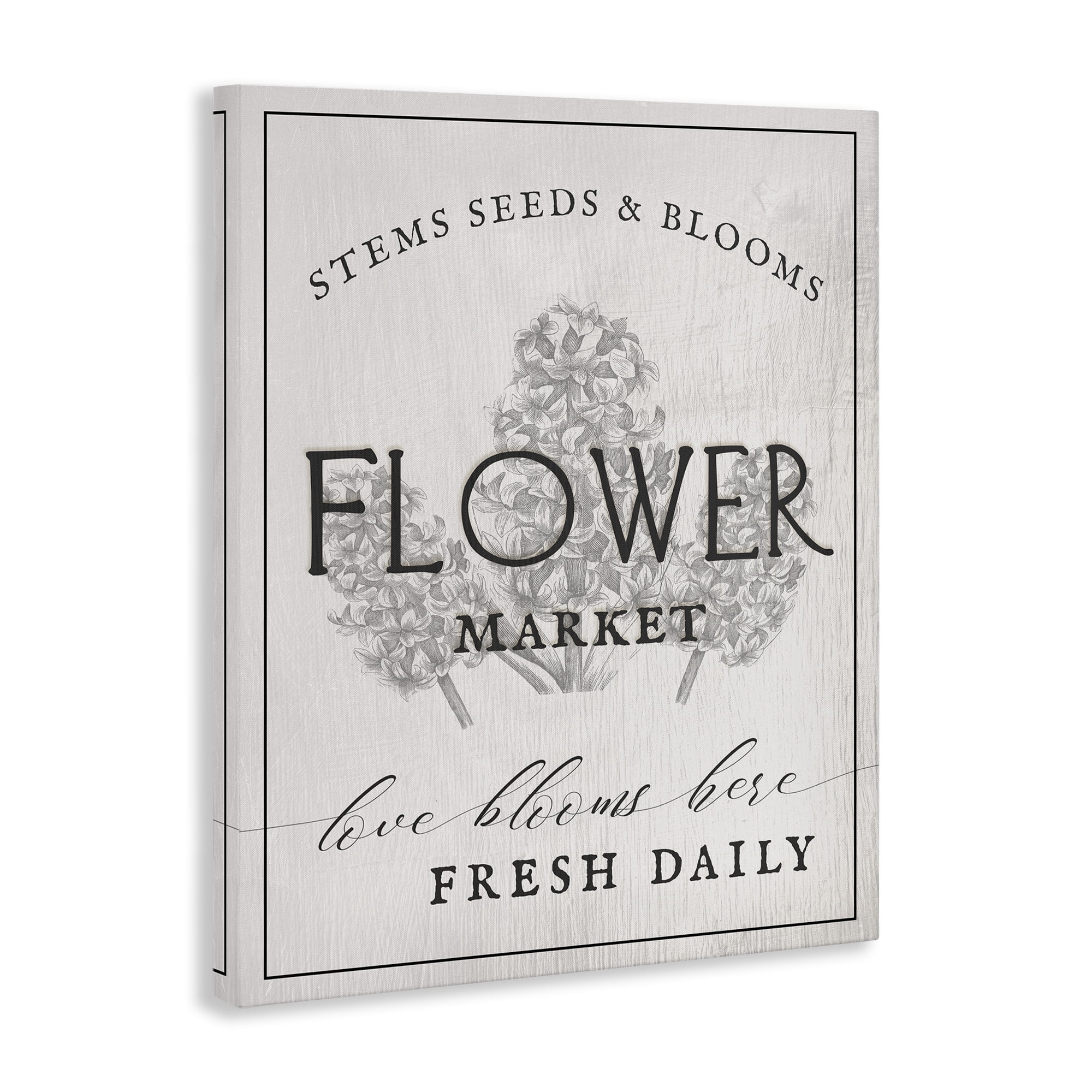 Stupell Industries Flower Blooms Market Typography Painting Gallery Wrapped Canvas Art Print Wall Art, 36 x 48