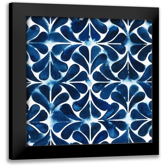 Popp, Grace 12x12 Black Modern Framed Museum Art Print Titled - Cobalt Watercolor Tiles III