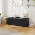 thumbnail image 5 of CONCETTA 43" Storage Ottoman Bench, Foldable Storage Chest, End of Bed Foot Stool with Padded Seat, Bedroom Bench, Support 660lbs, PVC Black, 5 of 12