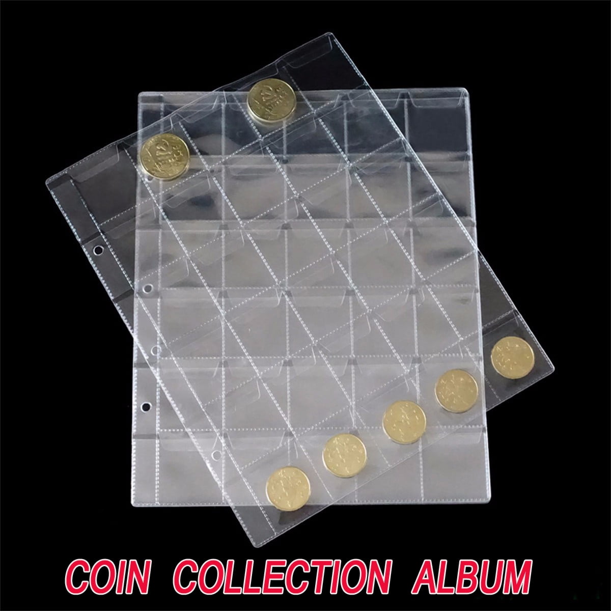 30 Pockets Plastic Coin Holders Storage Collection Money Album Case
