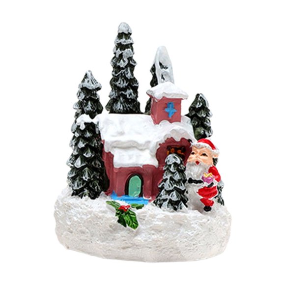 Christmas Gifts for Kids,Christmas Glowing Resin Small House with Santa Claus Design for Gift Ornament Holiday Decor