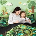 thumbnail image 4 of Homewish Astrology Tree Of Life Twin Comforter Sets,Nature Boho Aesthetic Bedding Set,Green Gold,Black Reversible,2pcs,1 Comforter and 1 Pillowcase, 4 of 7