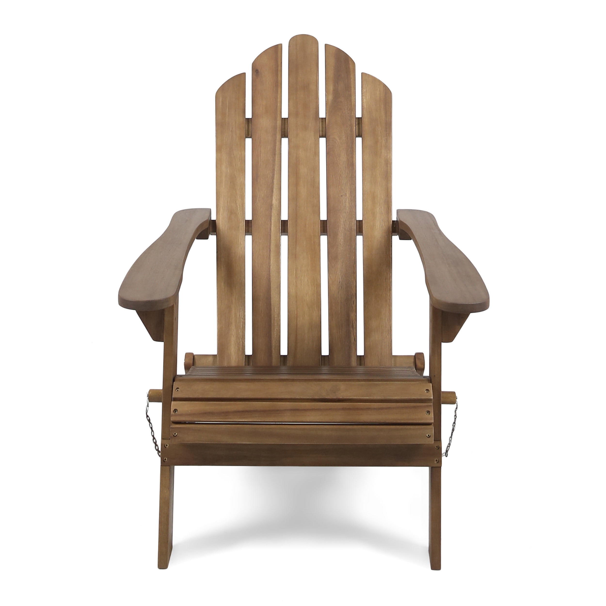 Dark Brown Wood Foldable Adirondack Chair - 29.00 in Length for Patio, Poolside, or Garden Seating