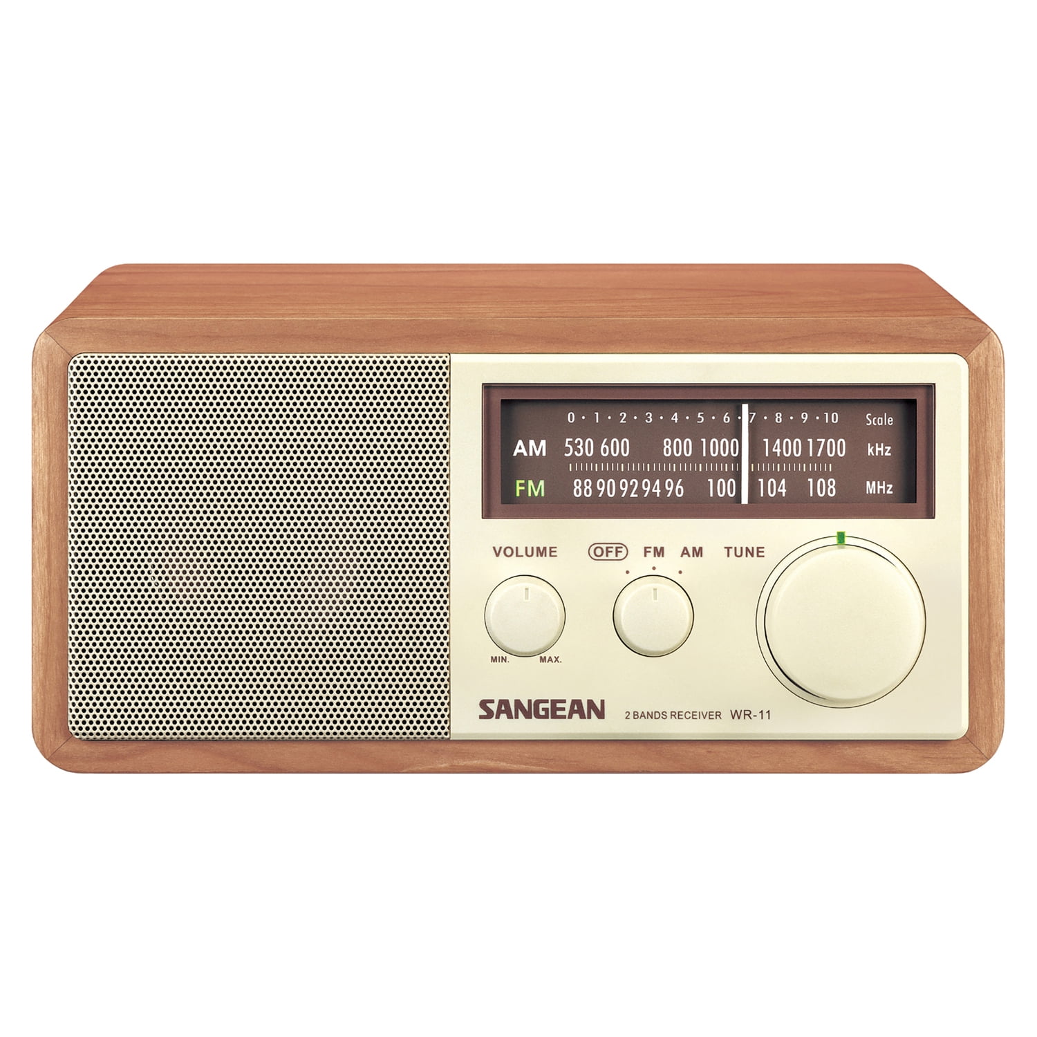 Sangean Hi-Fi Tabletop Retro Wooden Cabinet AM/FM Analog Radio Receiver, WR-11PT