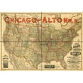 thumbnail image 2 of Vintage Maps 18x14 Black Ornate Wood Framed with Double Matting Museum Art Print Titled - Chicago and Alton Railroad, 2 of 4
