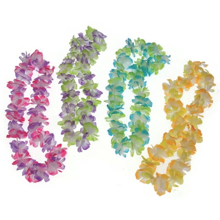U. S. Toy Tropical Luau Two-Tone Hula Girl 32" Polyester Fabric Leis, 12 CT, Assorted Colors