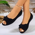 thumbnail image 5 of Black Sandals For Womens Slip On Casual With Bow Detail And Peep Toe Design Flat Sole Comfortable For Outdoor Activities And Wear Size 42, 5 of 9