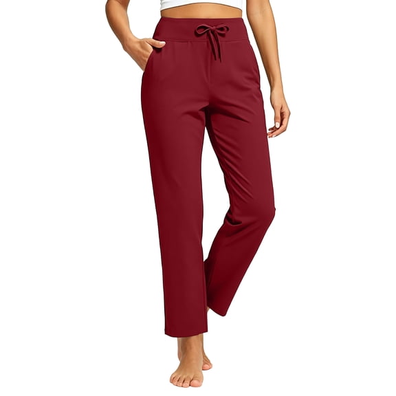 Gytharion Loose Straight-leg Yoga Pants for Women Drawstring Elastic Waisted Sports Pants Solid Color Casual Athletic Pants with Pockets