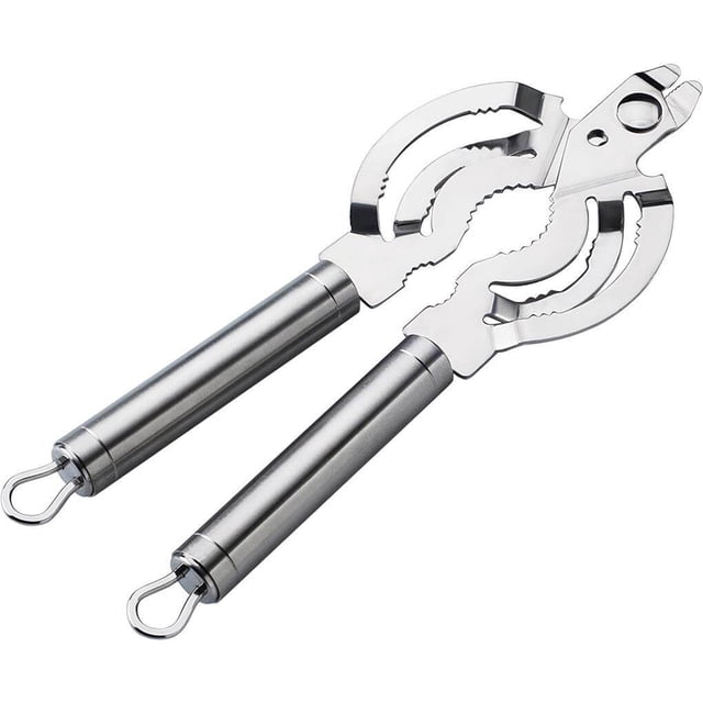 Wosthever Abridor de tapa de acero inoxidable con mango ergonómico Abridor profesional de tarros y botellas Abridor manual de tapas para Kits de equipo de elaboración de vino
